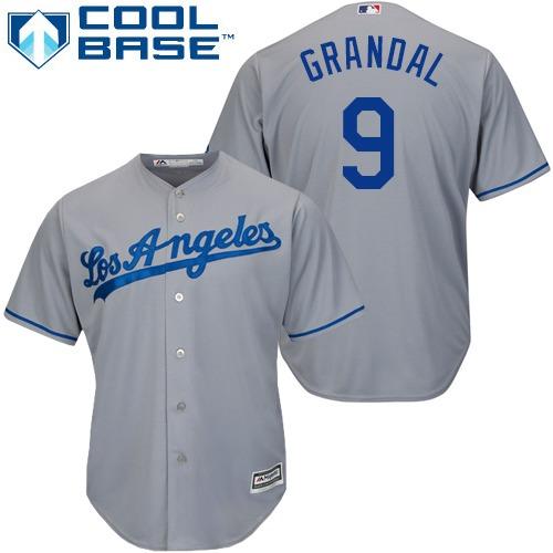 Dodgers #9 Yasmani Grandal Grey Cool Base Stitched Youth MLB Jersey - Click Image to Close